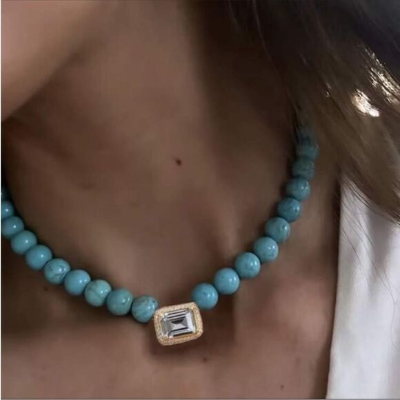 Turquoise Beaded Necklace N856 - Picture 1 of 5